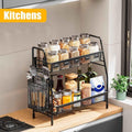 Black Stainless Steel 2-Tier Organizer for Bathroom & Office