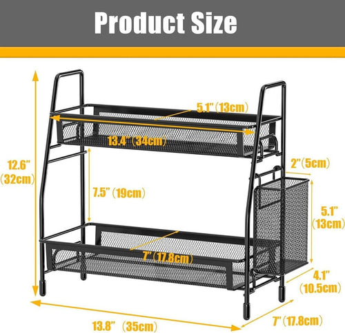Black Stainless Steel 2-Tier Organizer for Bathroom & Office