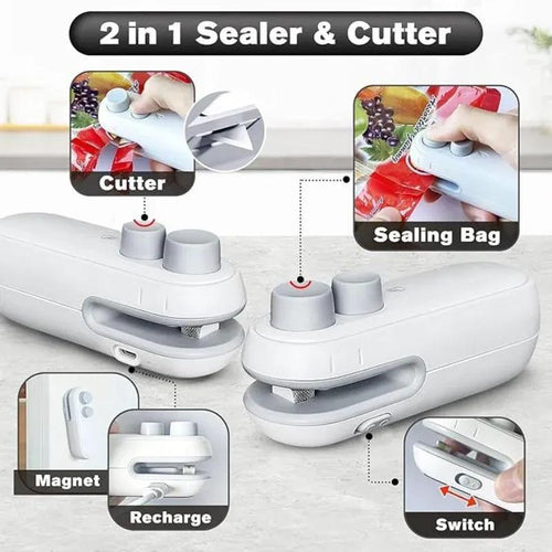 2-in-1 Sealer & Cutter Rechargeable Food Sealer